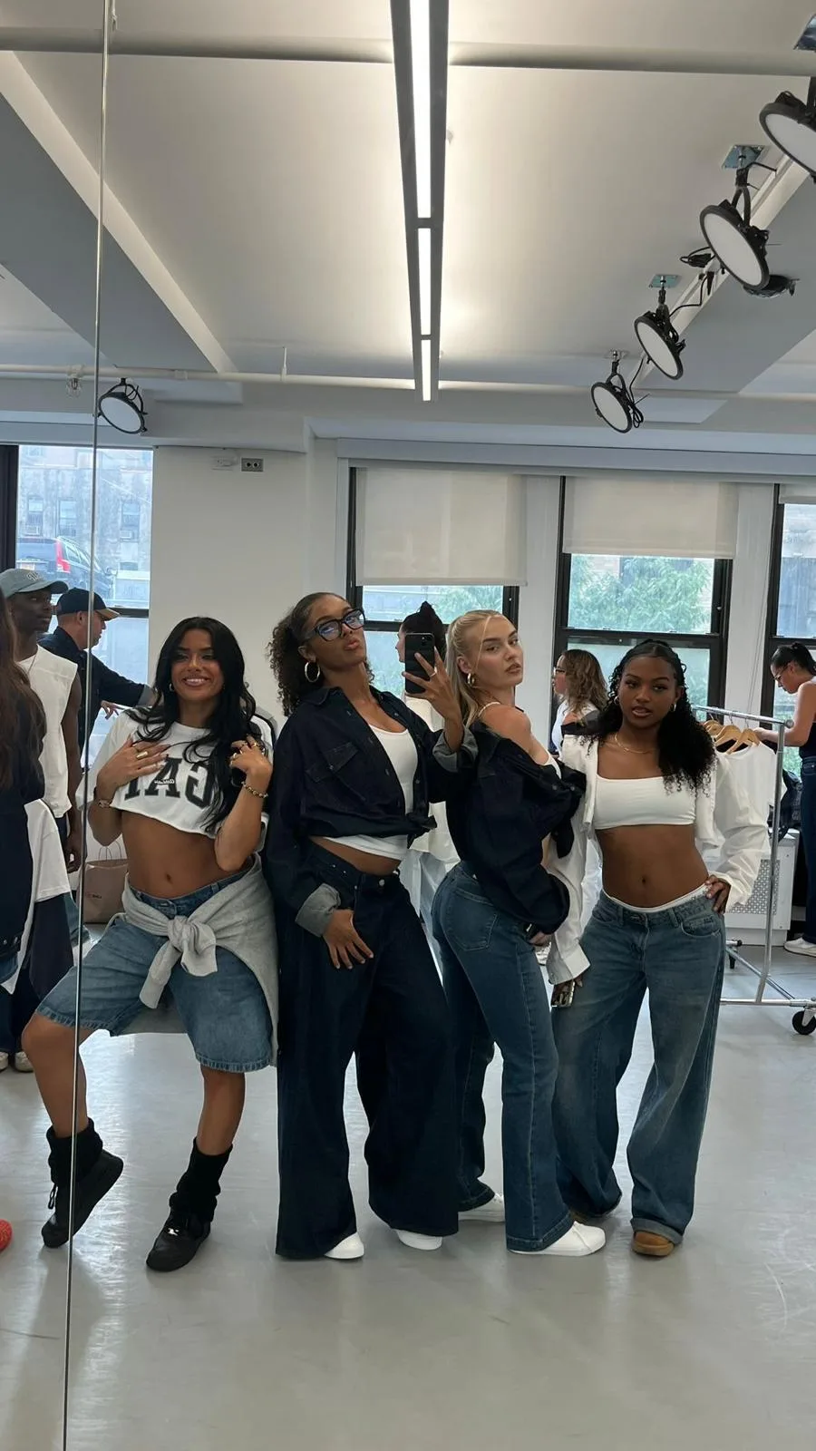 Tina with fellow dancers at the GAP Better in Denim event in New York
